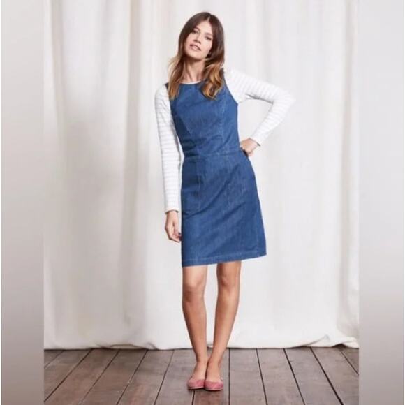 BODEN Tamara Denim A-Line Dress Indigo Blue Sz 16 Long {3M54} - Picture 1 of 5